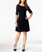 Betsey Johnson Elbow-sleeve Lace Fit & Flare Dress
