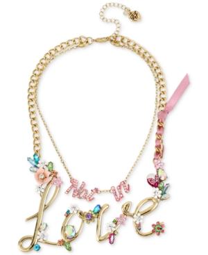Betsey Johnson Gold-tone 2-in-1 (not In) Love Stone Statement Necklace, 13 & 16 + 3 Extender