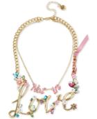 Betsey Johnson Gold-tone 2-in-1 (not In) Love Stone Statement Necklace, 13 & 16 + 3 Extender
