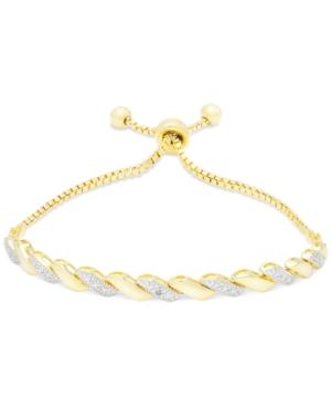 Cubic Zirconia Adjustable Slide Bracelet In 18k Gold Over Brass