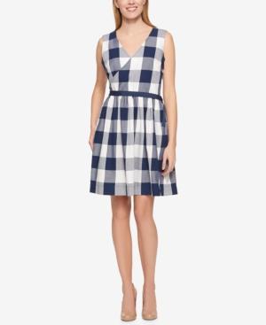 Tommy Hilfiger Cotton Checkered Wrap Dress, Only At Macy's