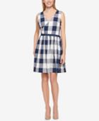Tommy Hilfiger Cotton Checkered Wrap Dress, Only At Macy's