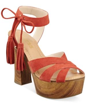 Guess Women's Prenna Block Heel Platform Sandals Women's Shoes