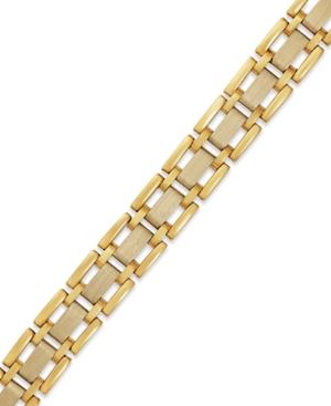 Men's Two-tone Link Bracelet In 10k Gold