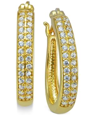Giani Bernini Cubic Zirconia Pave Hoop Earrings In 18k Gold-plated Sterling Silver, Only At Macy's