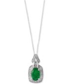 Brasilica By Effy Emerald (1-1/8 Ct. T.w.) And Diamond (1/4 Ct. T.w.) Pendant Necklace In 14k White Gold