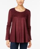 Style & Co. Petite Faux-suede Bell-sleeve Top, Only At Macy's