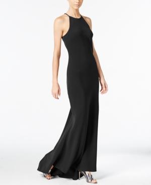 Calvin Klein Crepe Sleeveless Halter Gown