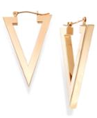 Triangle Hoop Earrings In 14k Gold, 1 1/8 Inch