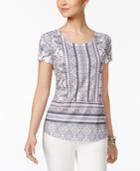 Style & Co Petite Embellished Printed T-shirt, Created For Macy's