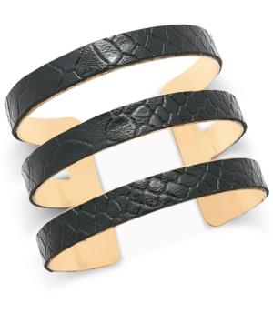 Thalia Sodi Gold-tone Snake-look Embossed Faux-leather Cuff Bracelet, Only At Macy's