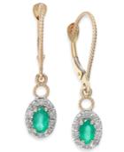 Emerald (5/8 Ct. T.w.) & Diamond (1/5 Ct. T.w.) Drop Earrings In 14k Gold