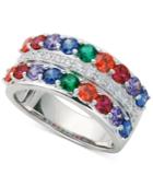 Giani Bernini Multi-color Cubic Zirconia Double Row Band Ring In Sterling Silver, Only At Macy's