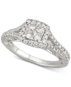 Diamond Square Halo Engagement Ring (1-1/10 Ct. T.w) In 14k White Gold