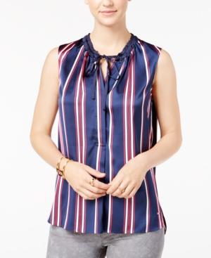 Tommy Hilfiger Sleeveless Striped Sateen Blouse