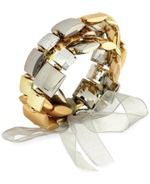 Haskell Two-tone Faceted Square Bead Stretch Bracelet