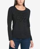 Tommy Hilfiger Velvet Logo Top, Created For Macy's