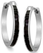 Sterling Silver Earrings, Black Diamond Baguette Hoop Earrings (1 Ct. T.w.)