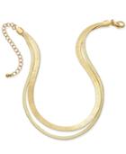 Thalia Sodi Gold-tone Double Herringbone Choker Necklace, Only At Macy's