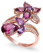 Bordeaux By Effy Multi-stone (5-1/4 Ct. T.w.) And Diamond (1/5 Ct. T.w.) Flower Ring In 14k Rose Gold