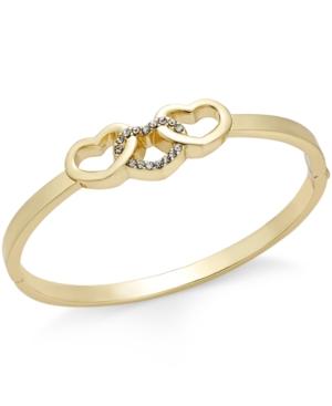 Charter Club Gold-tone Triple Heart Pave Hinged Bangle Bracelet, Only At Macy's