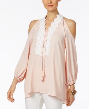 Love Scarlett Lace-front Off-the-shoulder Top