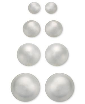 Unwritten Sterling Silver Earrings Set, Four Ball Studs