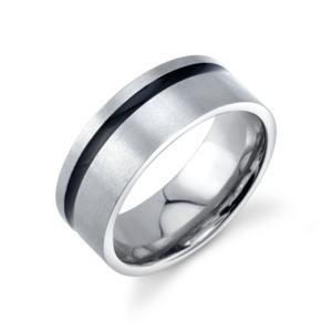 He Rocks Stainless Steel Ring Featuring Black Line Design