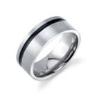 He Rocks Stainless Steel Ring Featuring Black Line Design