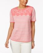 Alfred Dunner Striped Appliqued Sweater