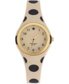Kate Spade New York Women's Rumsey Beige And Black Polka Dot Printed Rubber Strap Watch 30mm 1yru0611