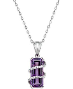 Amethyst (6 Ct. T.w.) And Cubic Zirconia Pendant Necklace In Sterling Silver