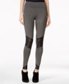 Kensie Faux-leather-inset Leggings