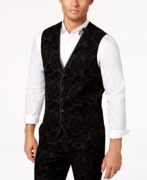Inc International Concepts Men's Slim-fit Flocked Paisley Vest, Created For Macy's