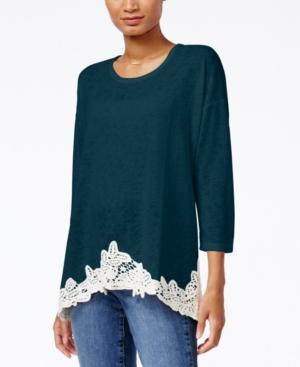 Style & Co. Petite Crochet-hem Top, Only At Macy's