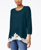 Style & Co. Petite Crochet-hem Top, Only At Macy's