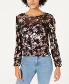 Almost Famous Juniors' Metallic Floral-printed Smocked Top