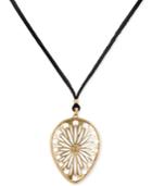 Lucky Brand Gold-tone Leather Cord Openwork Pendant Necklace