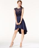 Sequin Hearts Juniors' Glitter Lace High-low Fit & Flare Dress