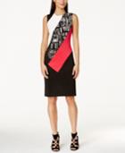 Calvin Klein Printed Colorblock Sheath Dress
