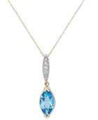 Blue Topaz (2-3/4 Ct. T.w.) And Diamond Accent Pendant Necklace In 14k Gold