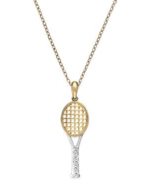 Diamond Tennis Racket Pendant In 14k Gold Over Sterling Silver (1/10 Ct. T.w.)