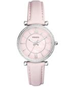 Fossil Women's Carlie Pastel Pink Leather Strap Watch 36mm