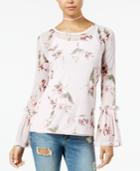 Freshman Juniors' Printed Bell-sleeve Top