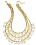 Charter Club Gold-tone Imitation Pearl Triple-row Statement Necklace, 17 + 2 Extender, Created For Macy's