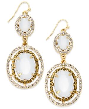 Inc International Concepts Gold-tone Colored Crystal And Stone Double-drop Earrings, Only At Macy's