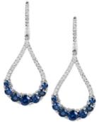 Sapphire (2-3/4 Ct. T.w.) And Diamond (1/2 Ct. T.w.) Fancy Drop Earrings In 14k White Gold