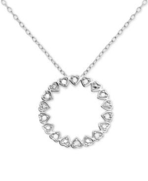 Diamond Circle Heart 18 Pendant Necklace (1/10 Ct. T.w.) In Sterling Silver