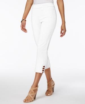 Jm Collection Petite Lattice-hem Capri Pants, Created For Macy's