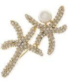 Anne Klein Gold-tone Pave & Imitation Pearl Starfish Brooch